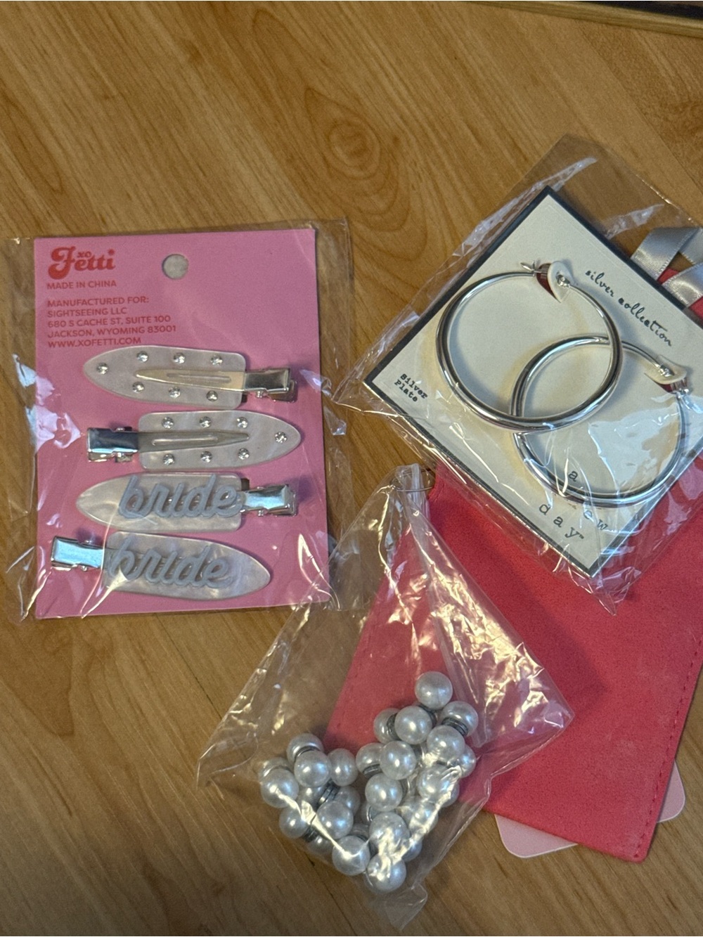 Bridal Bundle - Hair Clips, Pearl Weights (20pc), Silver Plated Hoops